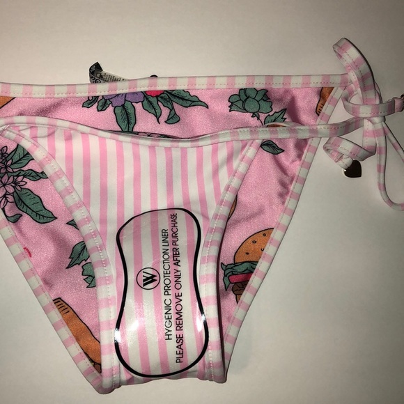 ⚡️⬇️WILDFOX 80’s Hamburger Retro Reversible Cheeky Bottom Fun pink NWT - Picture 7 of 8